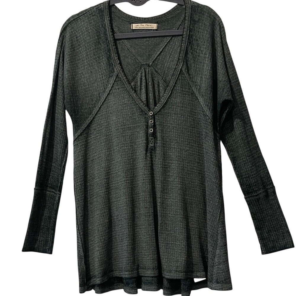 We The Free Green Boho Long Sleeve‎ Top Buttons Small